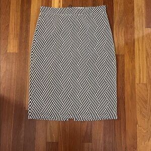 Maeve Black and White Chevron Skirt